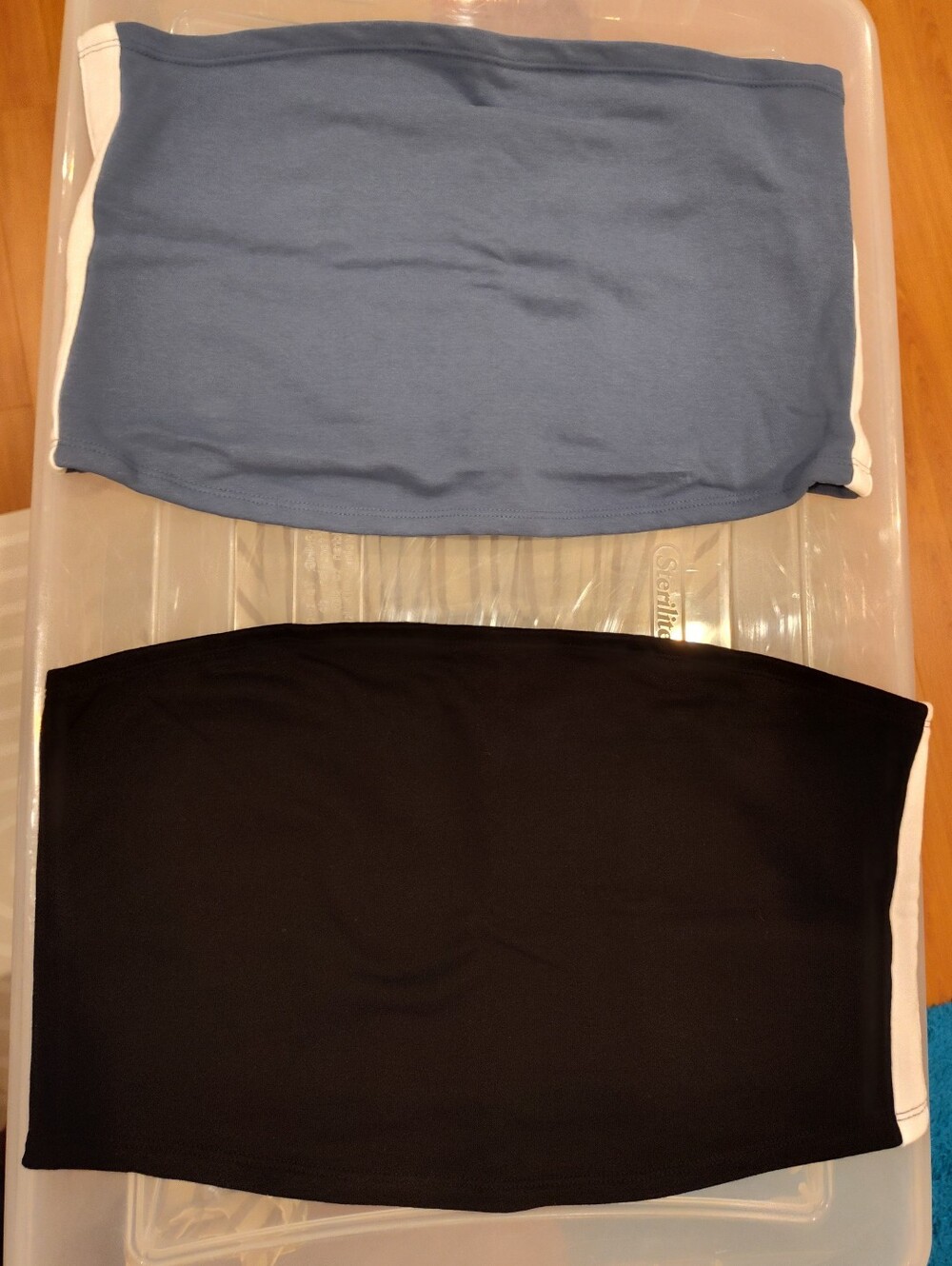 No Boundaries Black & Light Blue Textured Tube Tops